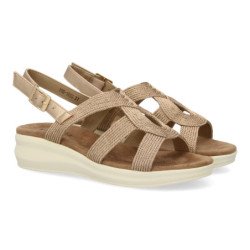 Sandalias planas cómodas para mujer color champan VR5-1663