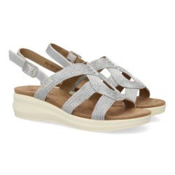 Sandalias plateadas planas cómodas para mujer VR5-1663