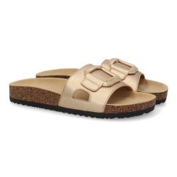 Sandalias planas cómodas elegantes para mujer color champan VR5-1756