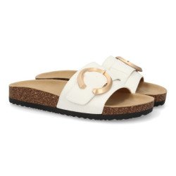 Sandalias planas cómodas bio en pala para mujer color blanco VR5-1757